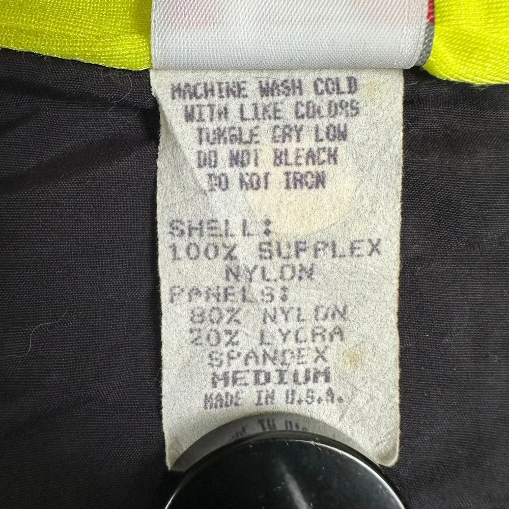 Vintage Nike Cycling Jacket Mens Medium Black Neon Yellow Made in USA Distressed